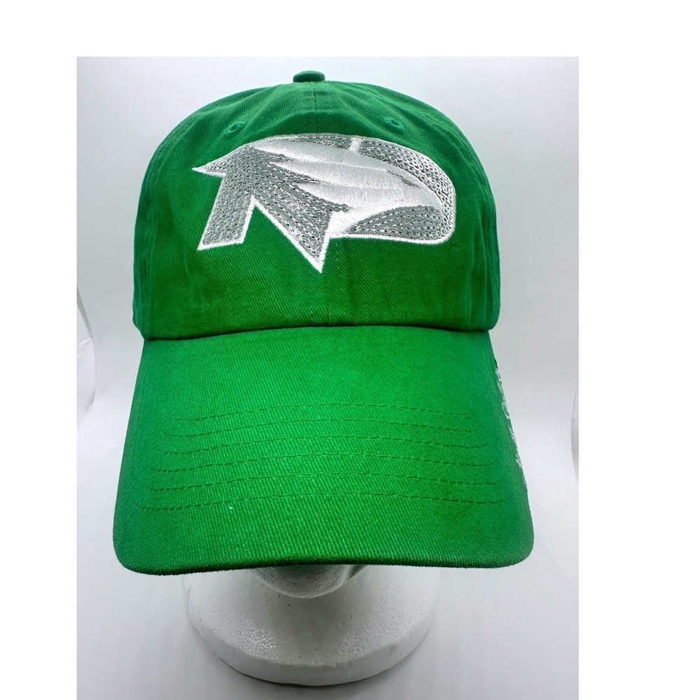 47 Brand Silver Sequin Patch Green Fighting Hawks Adjustable Womens Baseball Cap